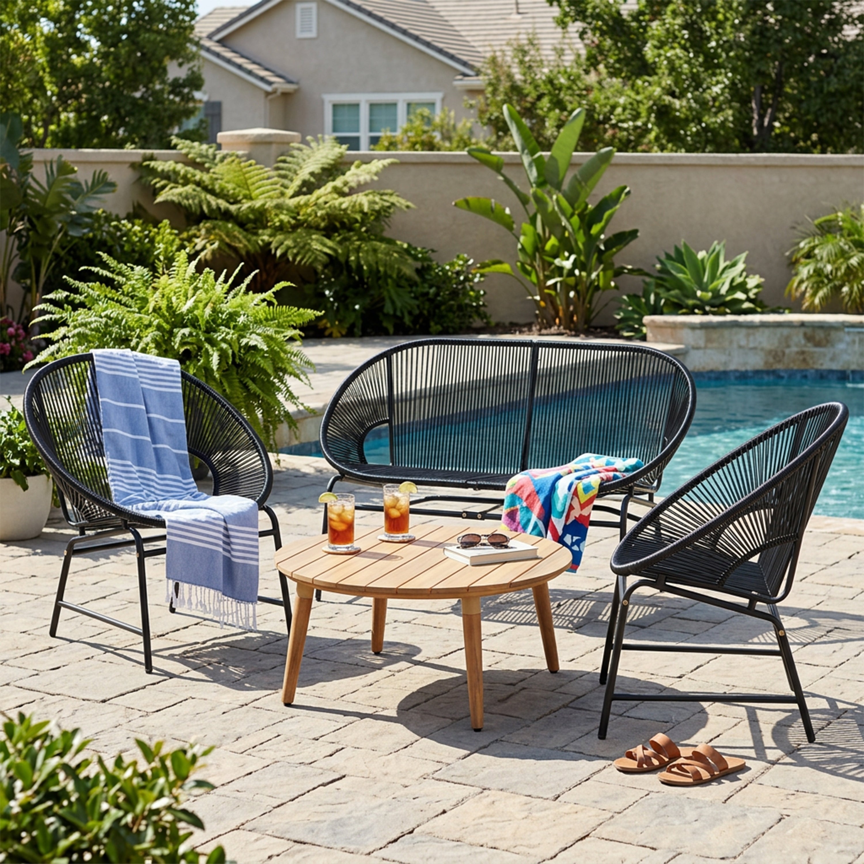 NUSA Outdoor Patio 4-Pcs Chat Set