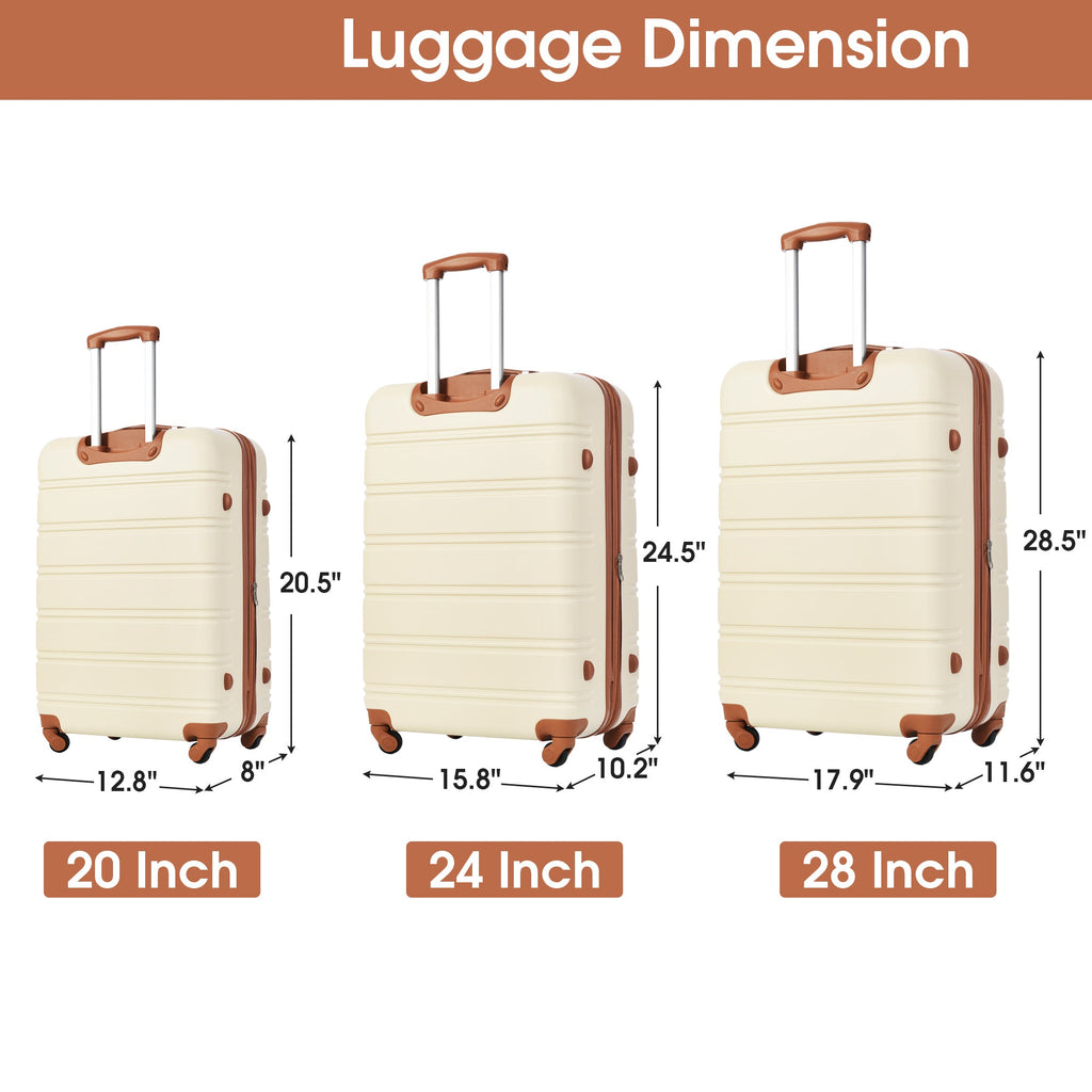 3 Piece Hardside Spinner Suitcase Set with TSA Lock