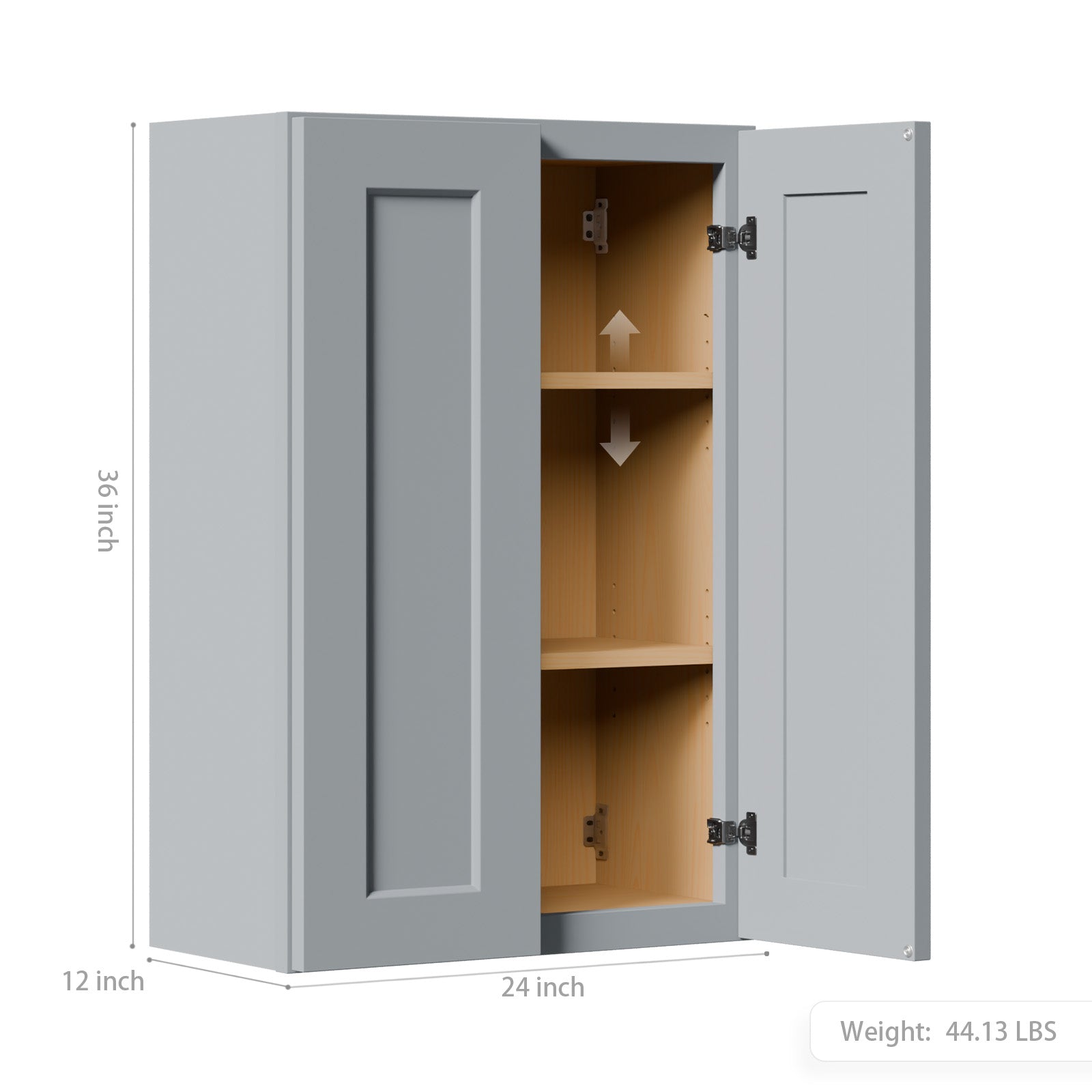 Gray Shaker Solid Wood Wall Cabinet