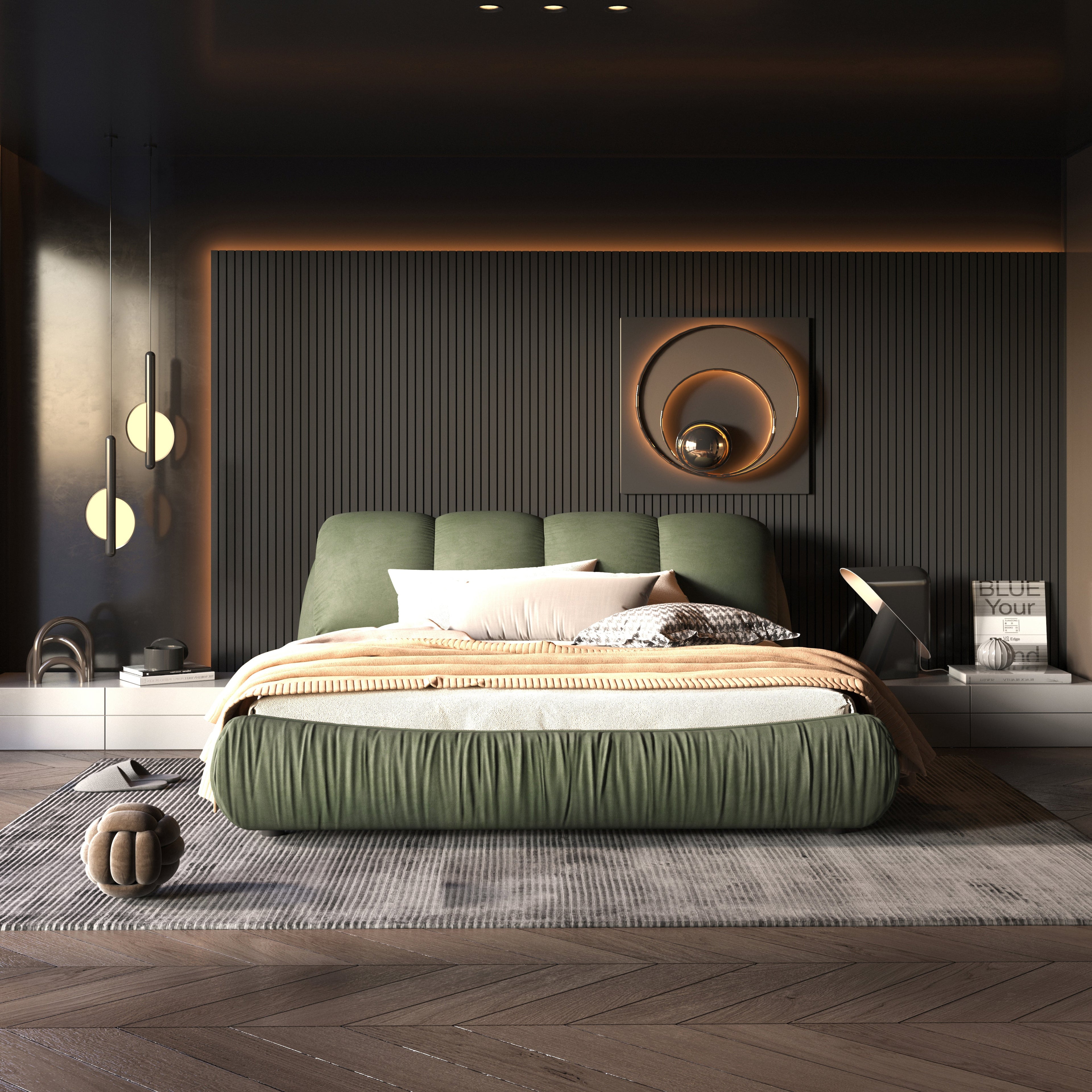 Queen Size Luxury Upholstered Platform Bed