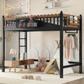 Twin XL Size Loft Bed with Ladders, Storage Shelves, and Bookshelf