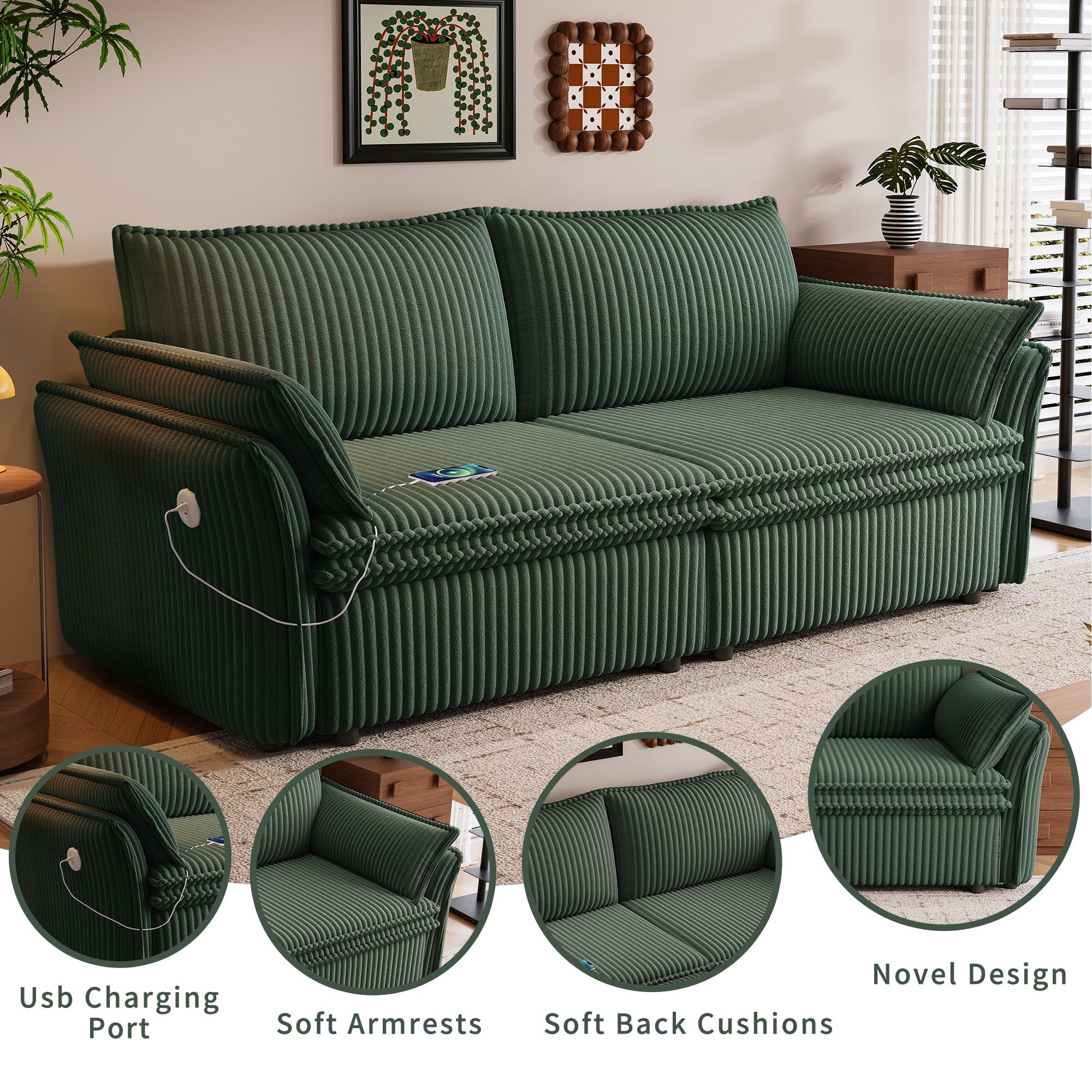 Multi-Functional 85-Inch Convertible Sofa Bed
