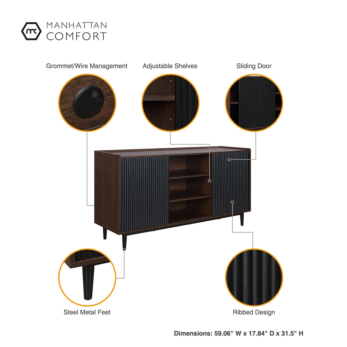 Duane 59" Fluted Sideboard