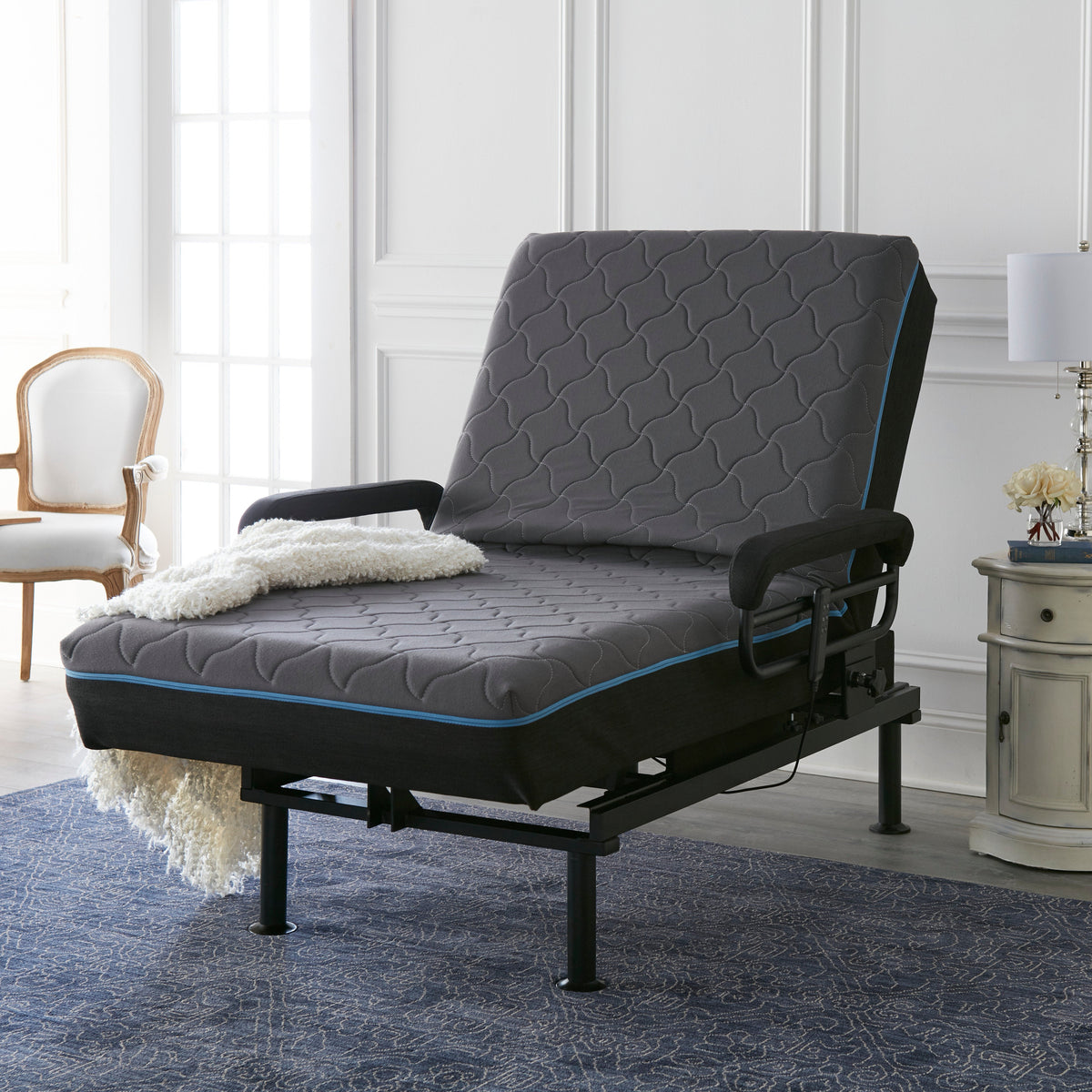 Twin Adjustable Sit to Stand Bed With Remote