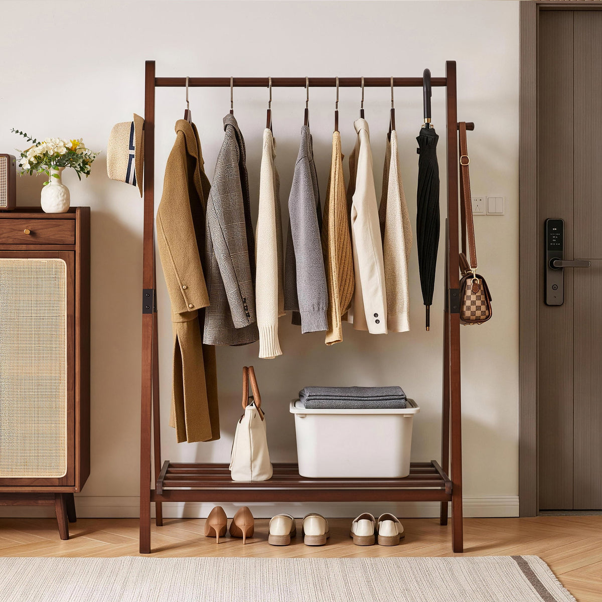 Heavy-Duty Solid Wood Freestanding Clothes Rack