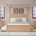 Queen Size Canopy Bed with Trundle and Storage