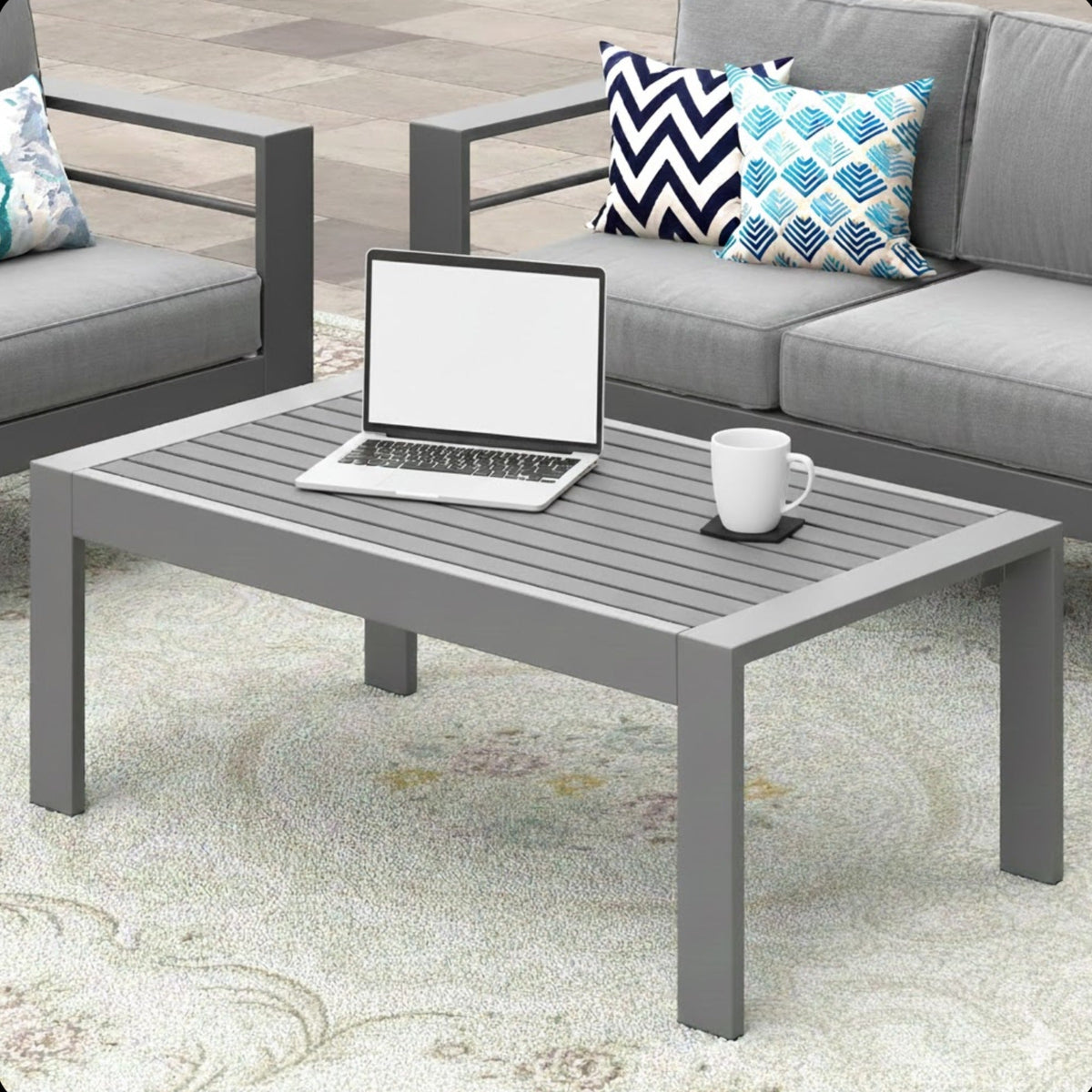 43" x 24" All-Weather Metal Outdoor Coffee Table