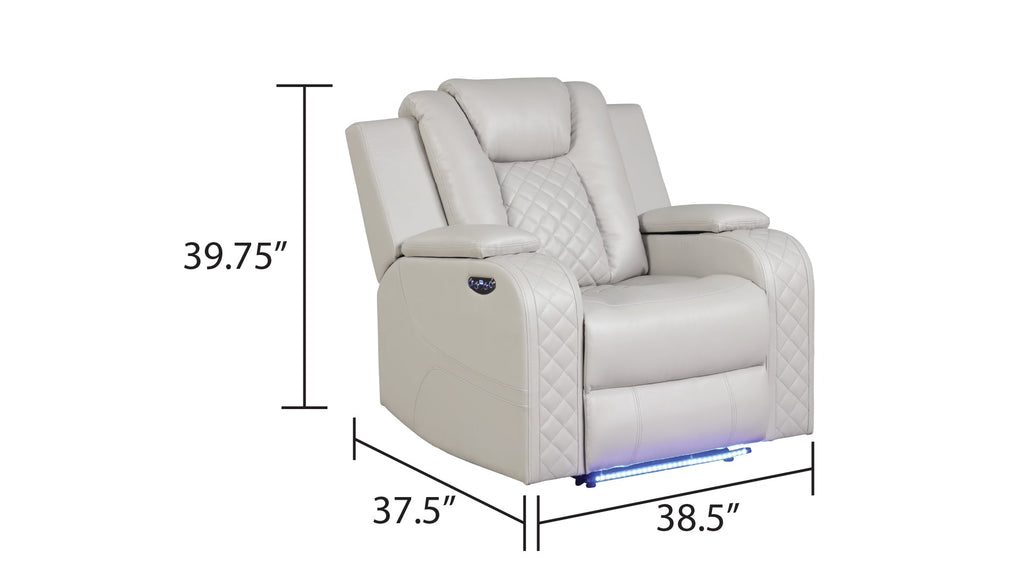 Benz LED & Power Recliner 3 Pc Set in Faux Leather