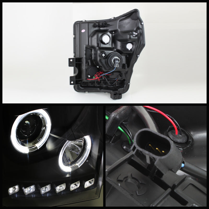 Spyder Ford Super Duty 11-15 Projector Headlights LEDHalo DRL Blk High H1 Low 9006 PRO-YD-FS11-HL-BK 5070272