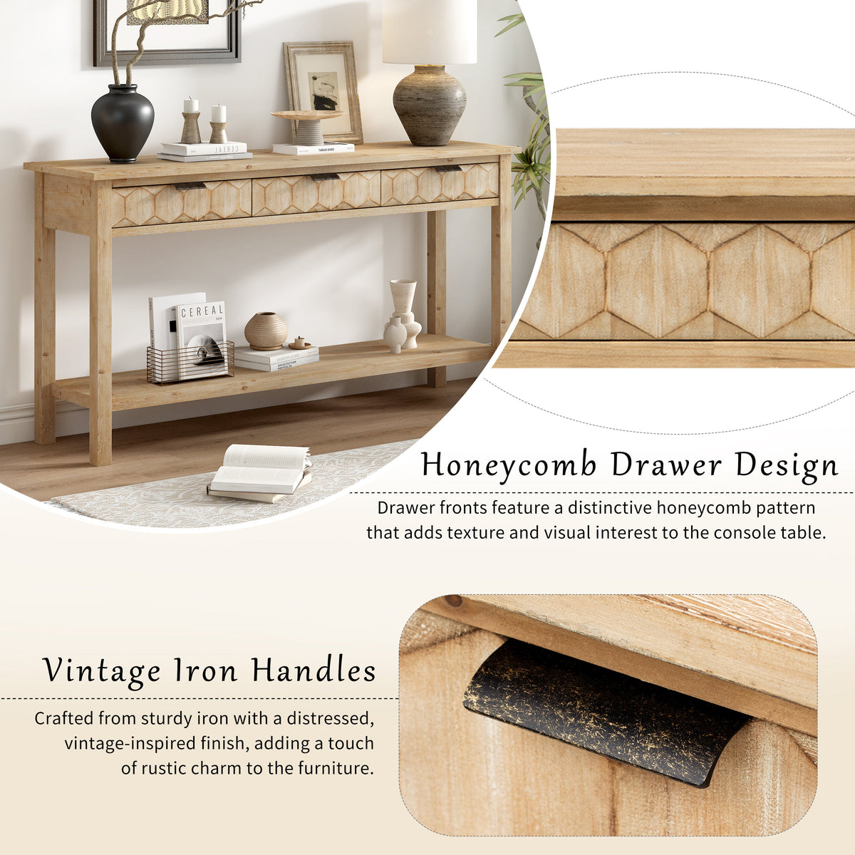 U_Style 58.3'' Fir Veneer Entryway Table
