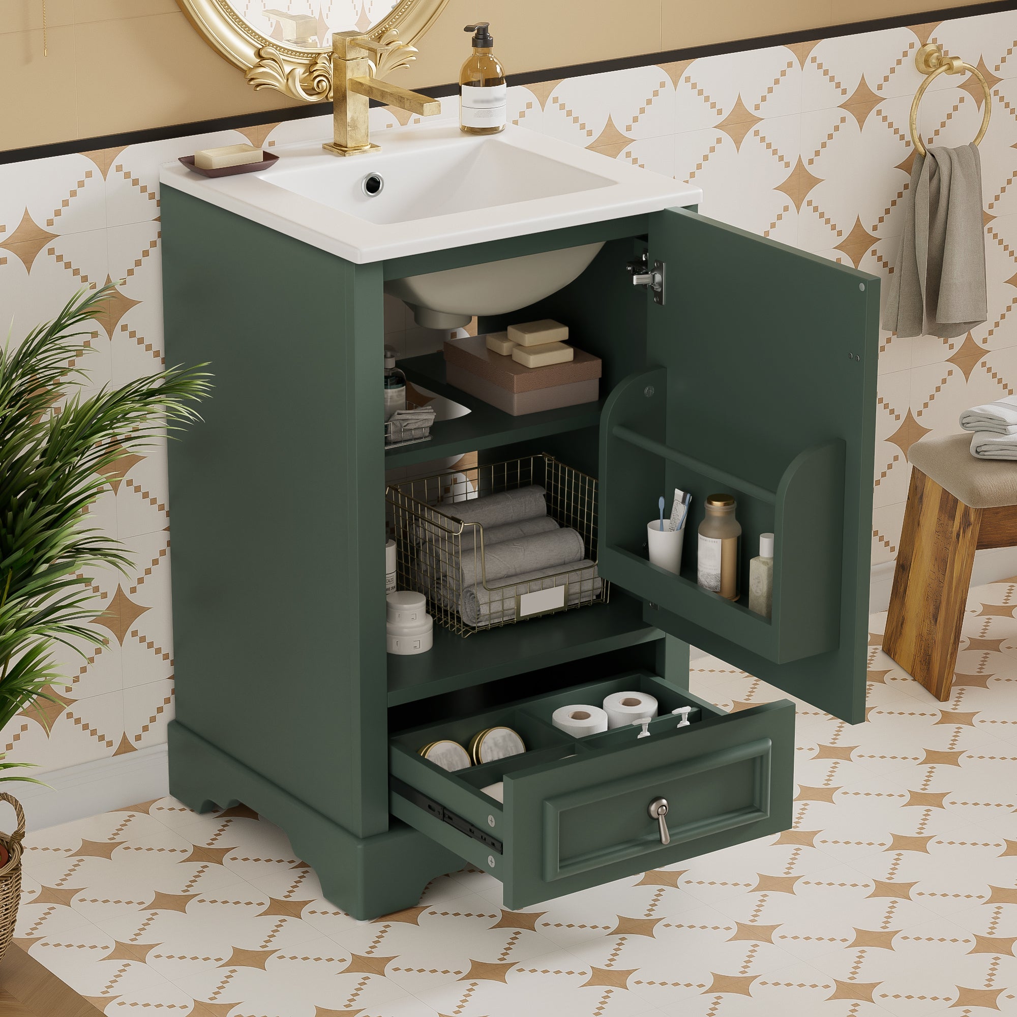 20 Inch Bathroom Vanity with Ceramic Sink