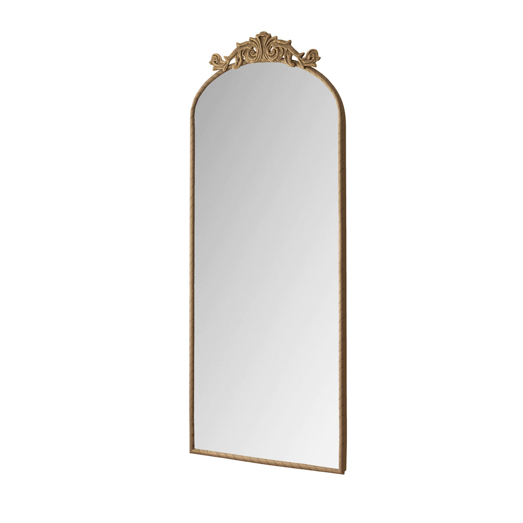58"x24" Arched Full Body Mirror with Vintage Ornate Carving