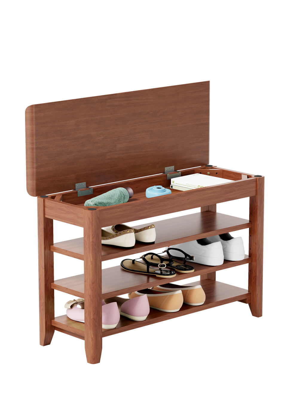 Adjustable Shoe-Changing Bench with Hidden Storage