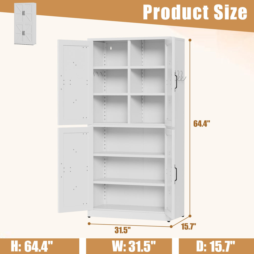 White Steel Kitchen Pantry Storage Cabinet