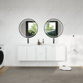 60" Bathroom Vanity With Resin Sink, Soft Close Doors and 1-Side Cabinet, Float Mounting Design, Glossy