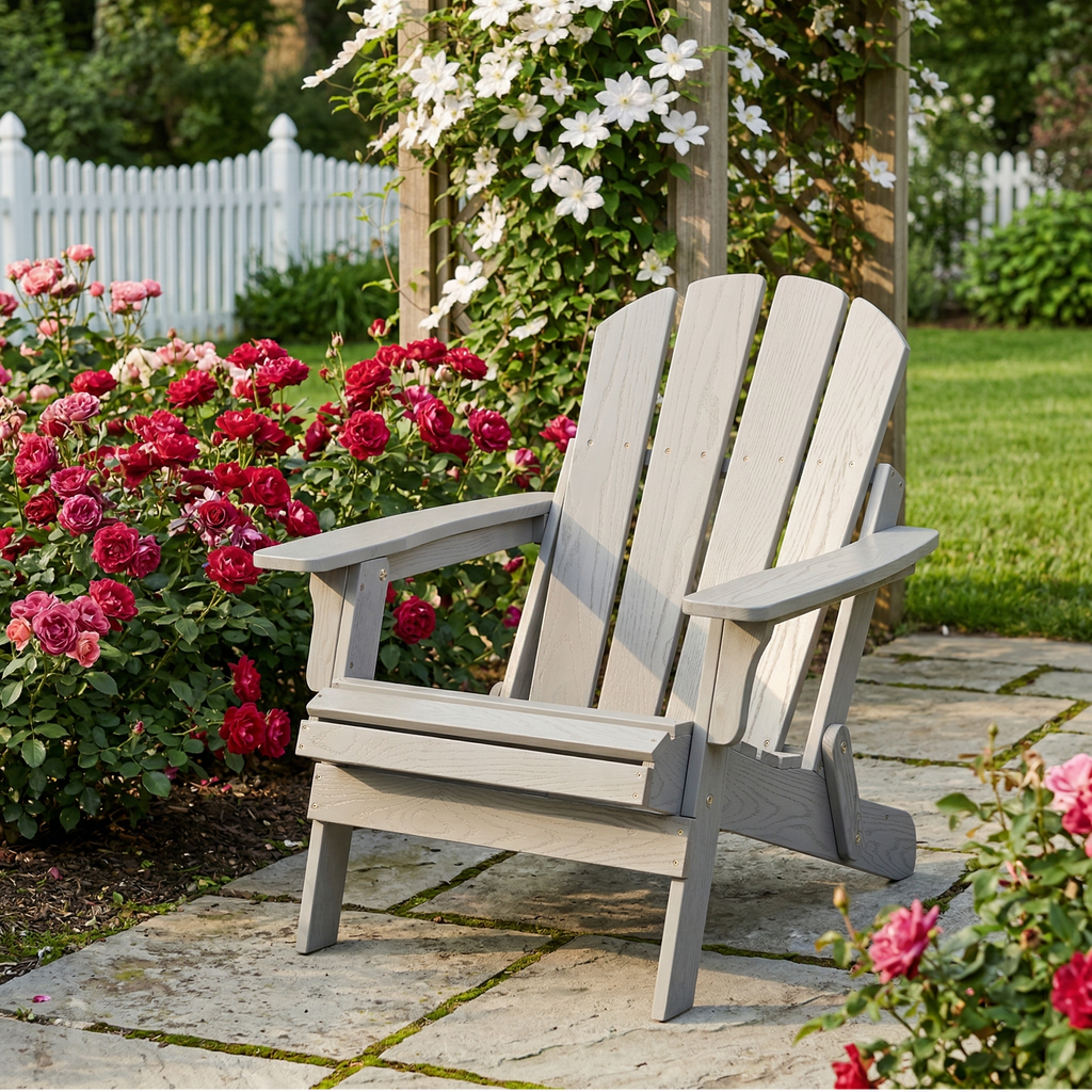 Oversize Embossed Wooden Outdoor Folding Adirondack Chair