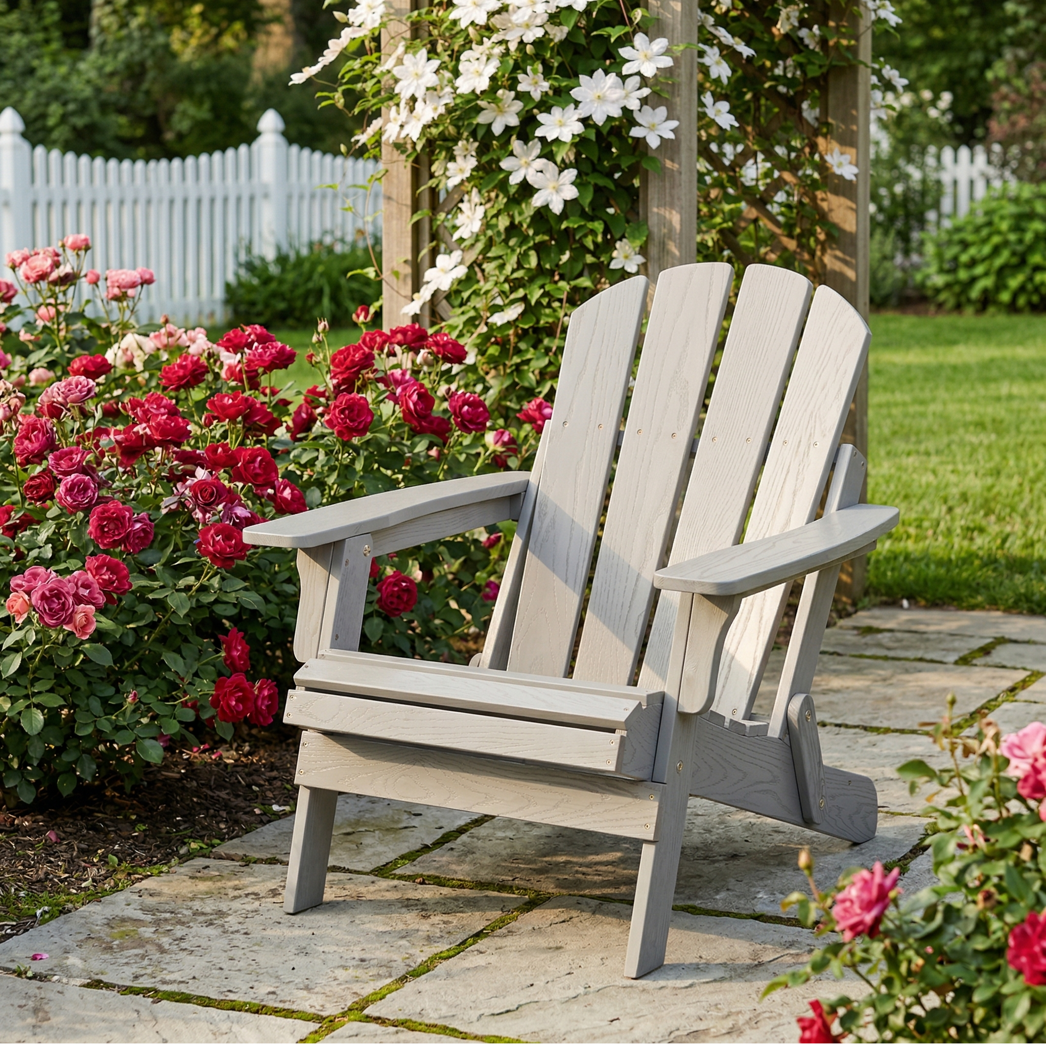 Oversize Embossed Wooden Outdoor Folding Adirondack Chair