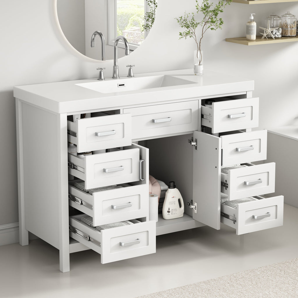 48" Bathroom Vanity with Sink, 2 Doors and 8 Drawers