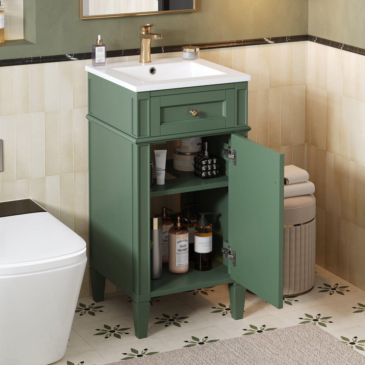 16-Inch Bathroom Vanity with Ceramic Sink