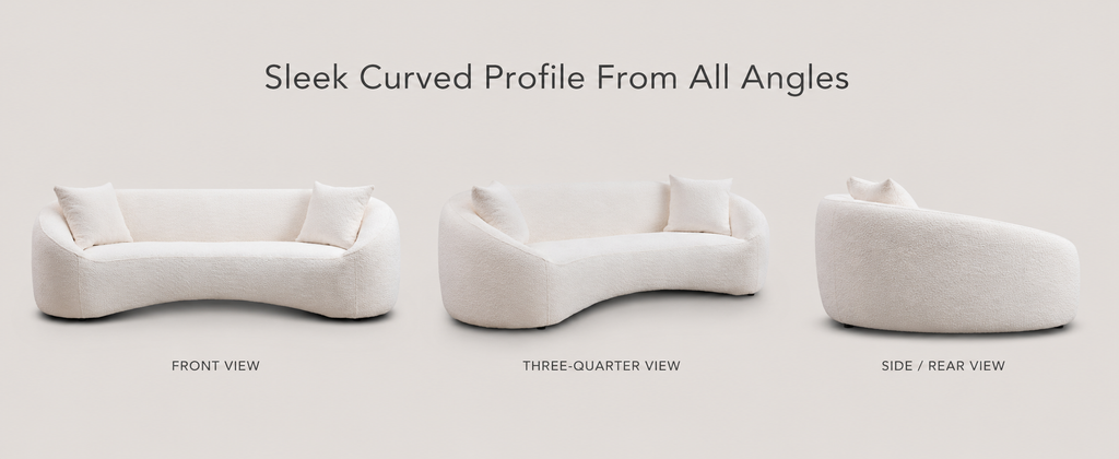 93.31" Minimalist Curved Sofa, 3 Seater
