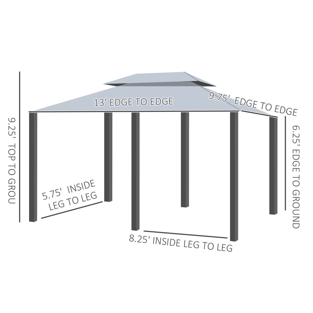 Outsunny 10' x 13' Patio Gazebo, Outdoor Canopy Shelter