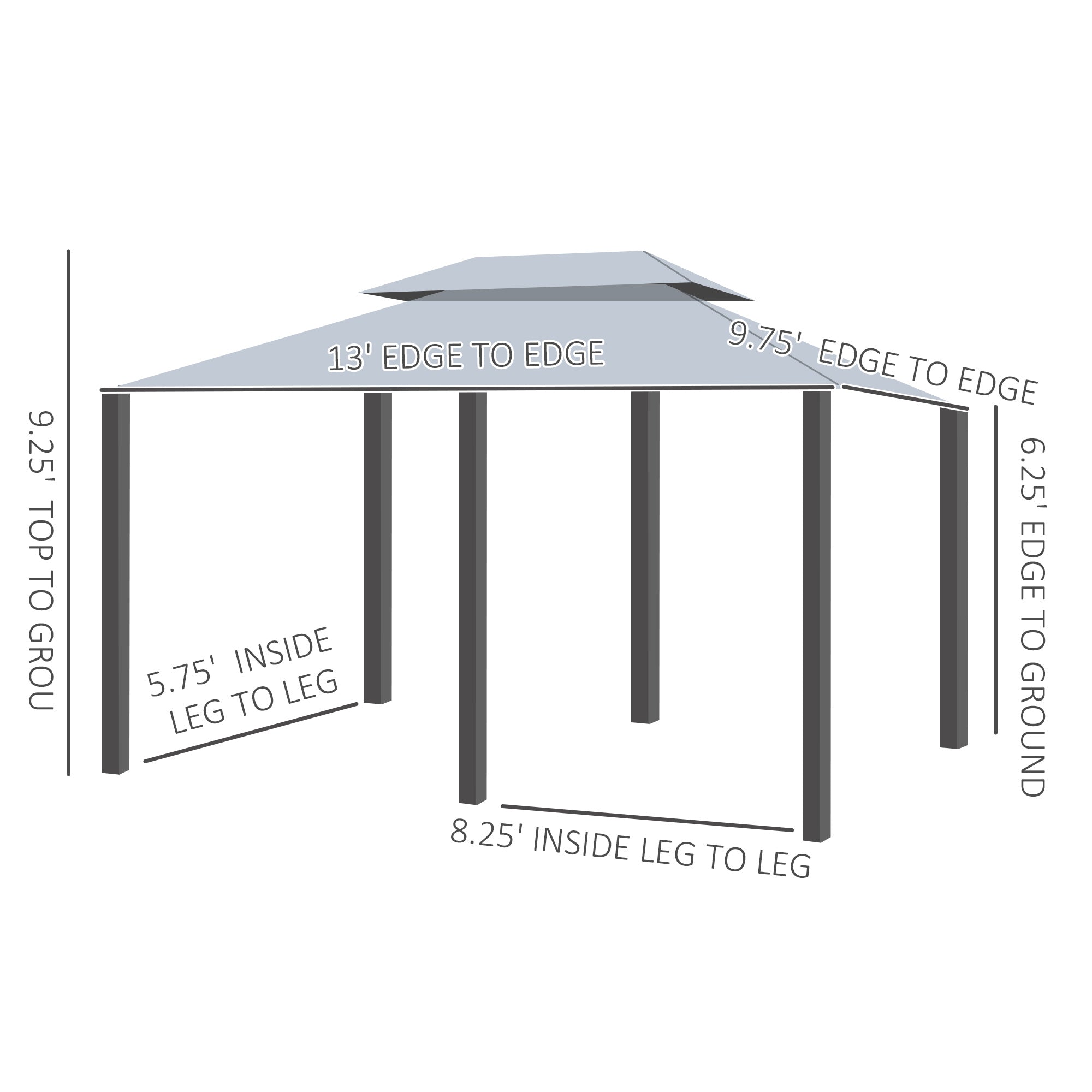 Outsunny 10' x 13' Patio Gazebo, Outdoor Canopy Shelter