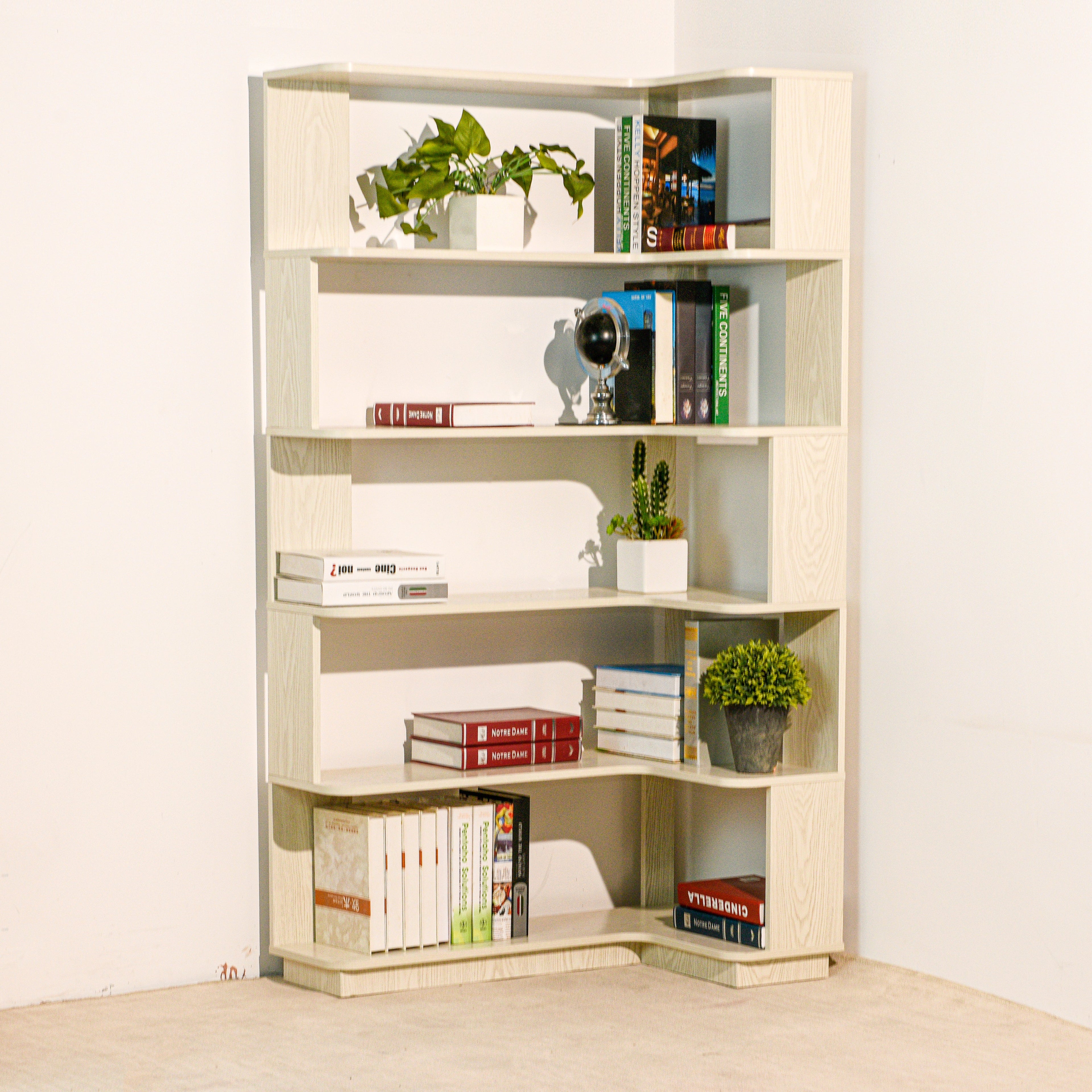 90cm Freestanding Corner Bookshelf