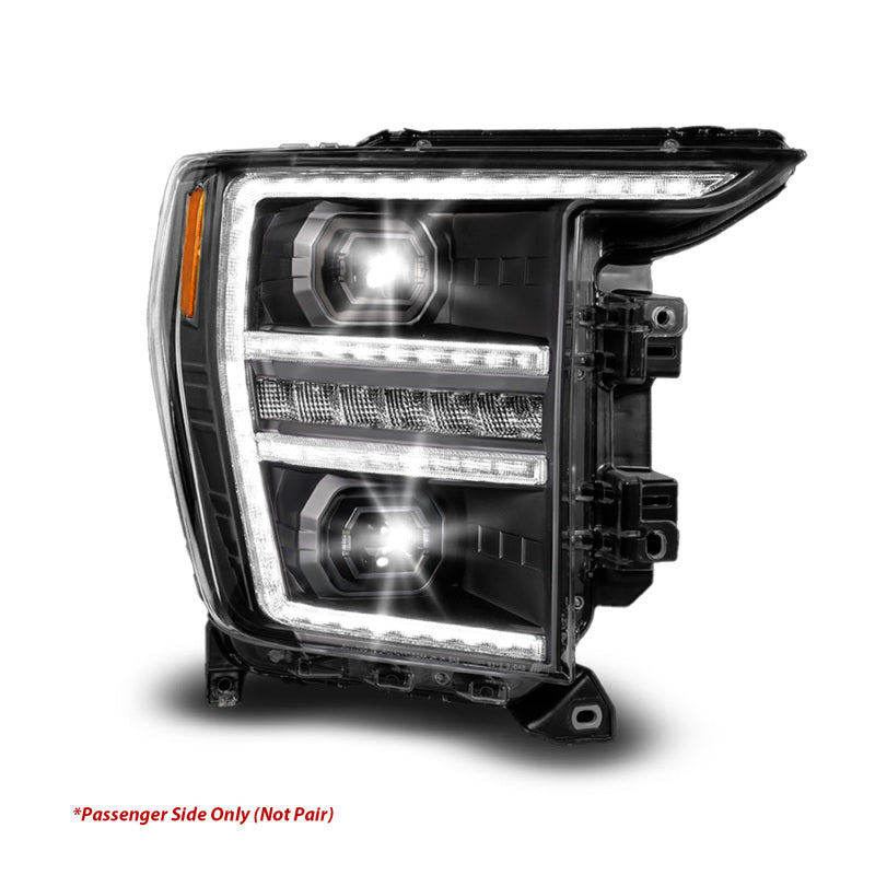 ANZO 21-23 Ford F150 LED Projector Headlight w/Switchback+Sequential - Black (Passenger Side Only) 111594-R