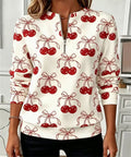 Women Half Zip Long Sleeve Sweatshirt, Wavy Stripe Heart Star Print Casual Pullover Top