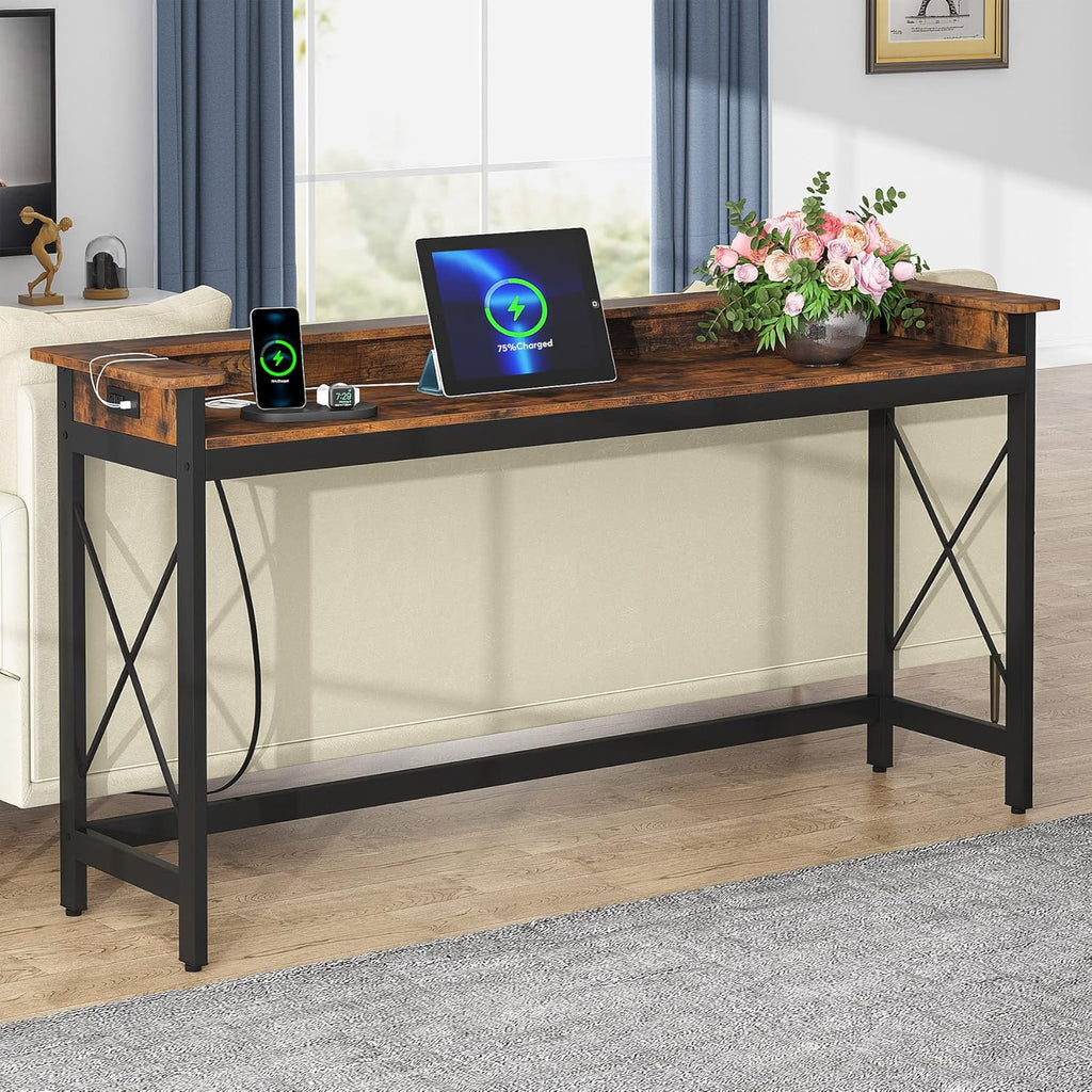 70.9" Extra Long Console Table with Power Outlets & USB Ports