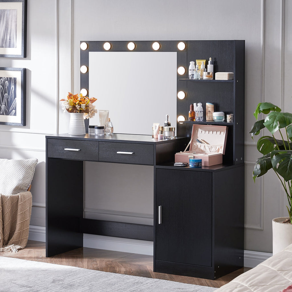 Vanity Desk with Mirror and Lights
