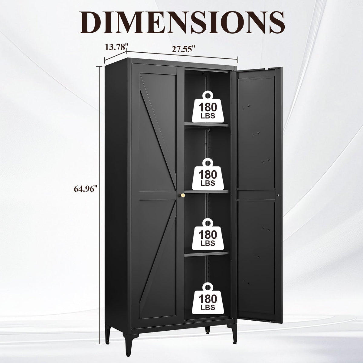 Metal Adjustable 2 Doors Storage Cabinet