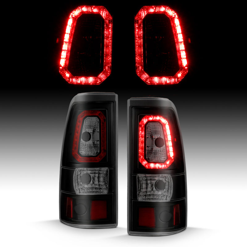 ANZO 1999-2002 Chevy Silverado 1500 LED Taillights Plank Style Black w/Smoke Lens 311325