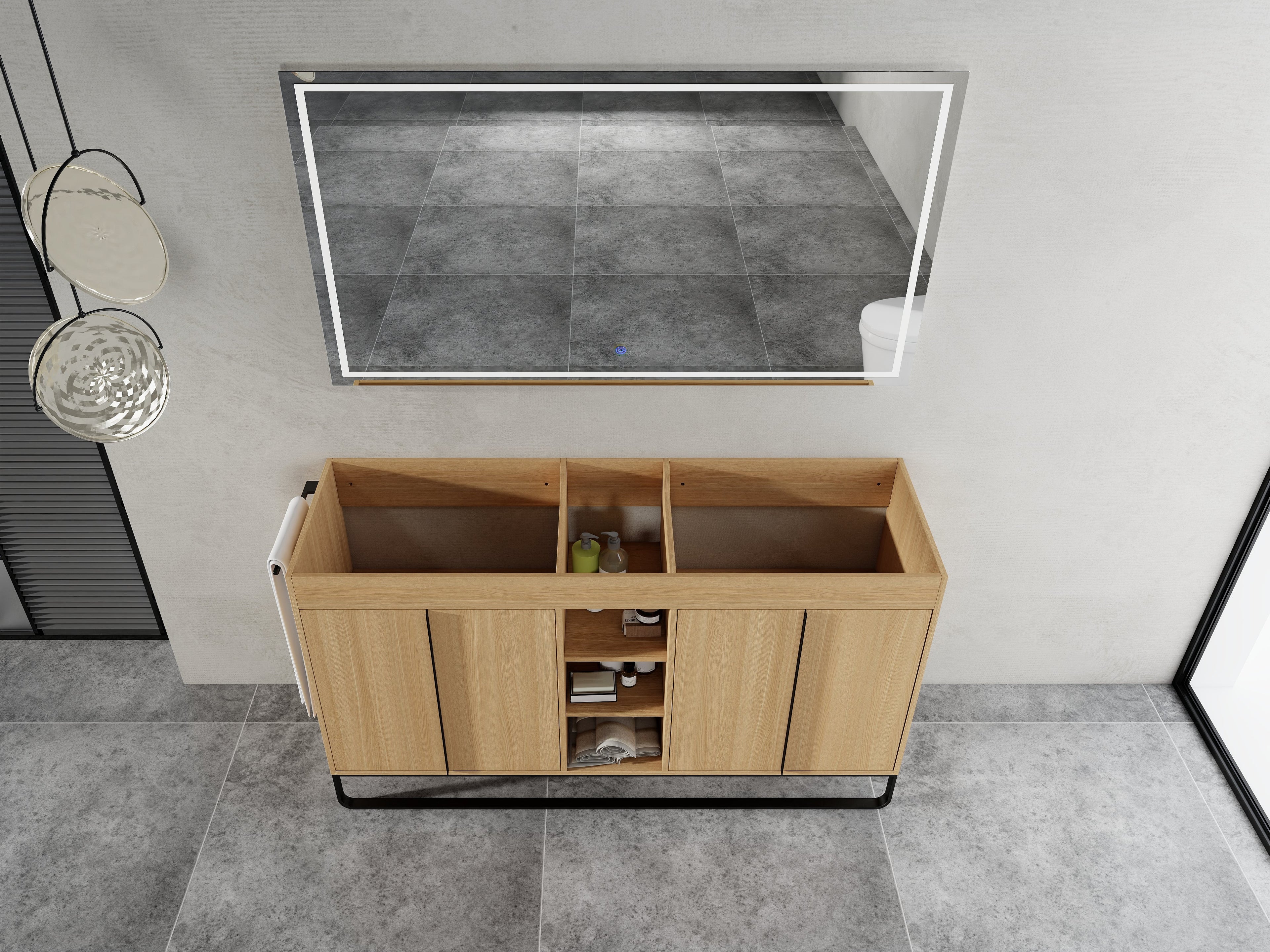 60" Freestanding Bathroom Vanity Cabinet
