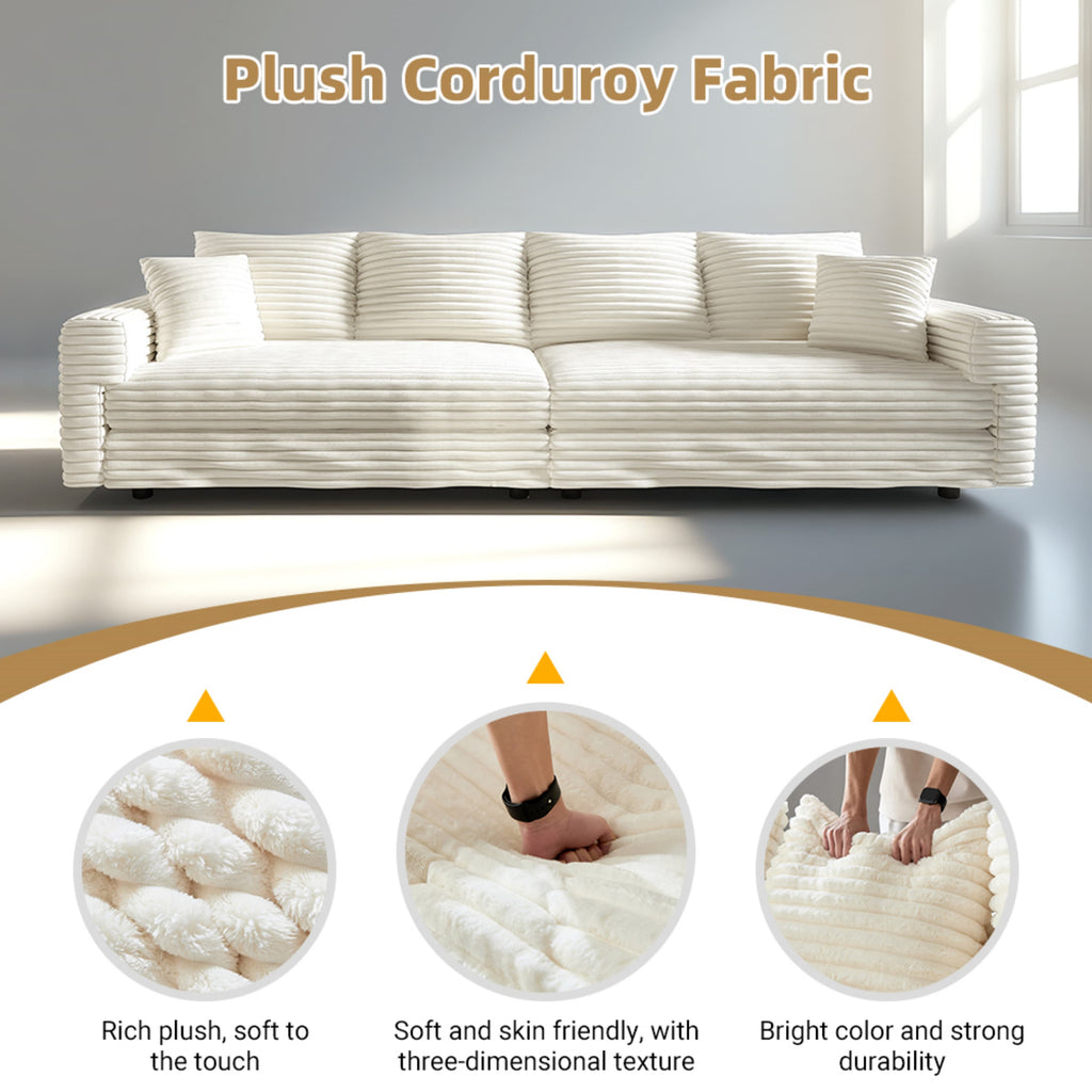 82.7" Plush Corduroy 3-Seat Sofa