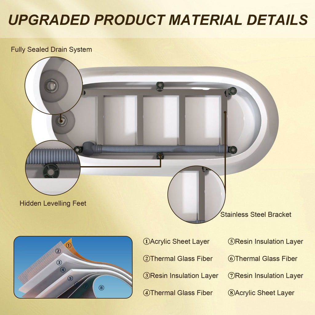 59" Special-Shaped Freestanding Slipper Bathtub in Gloss