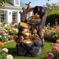 Squirrel Outdoor Water Fountain with Lights