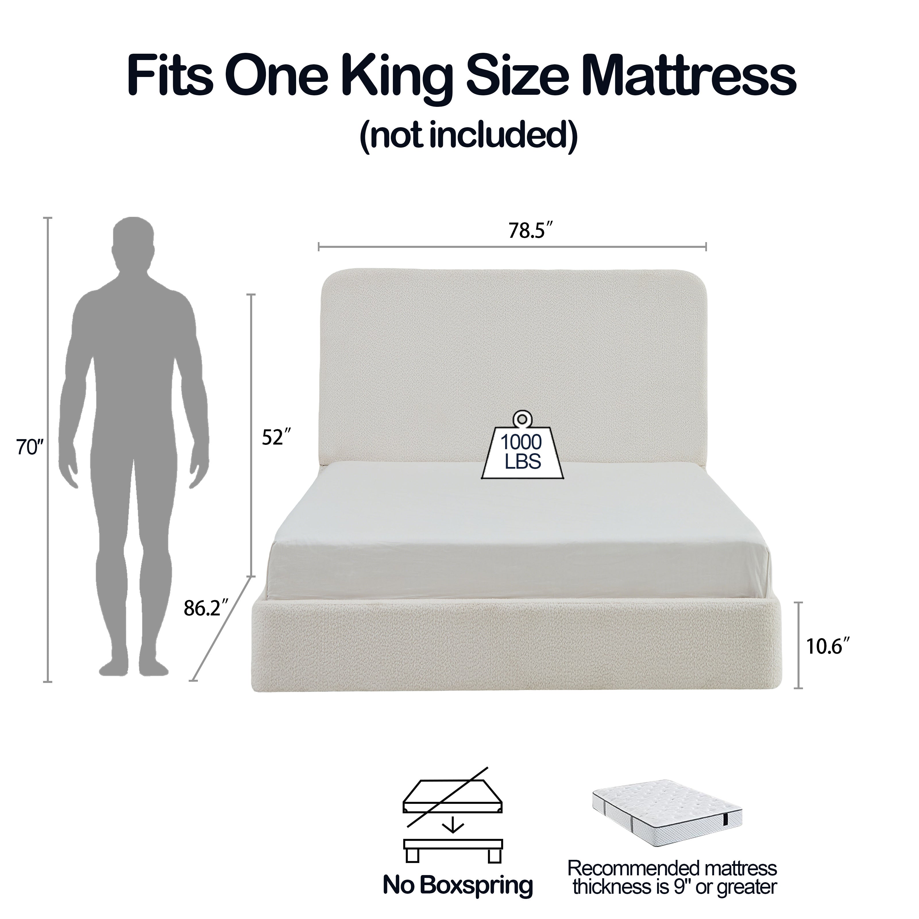 Canter Tall Headboard Upholstered Bed - Pearl