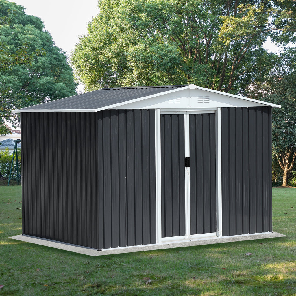 8x6 Feet Apex Roof Dark Metal Garden Storage Shed