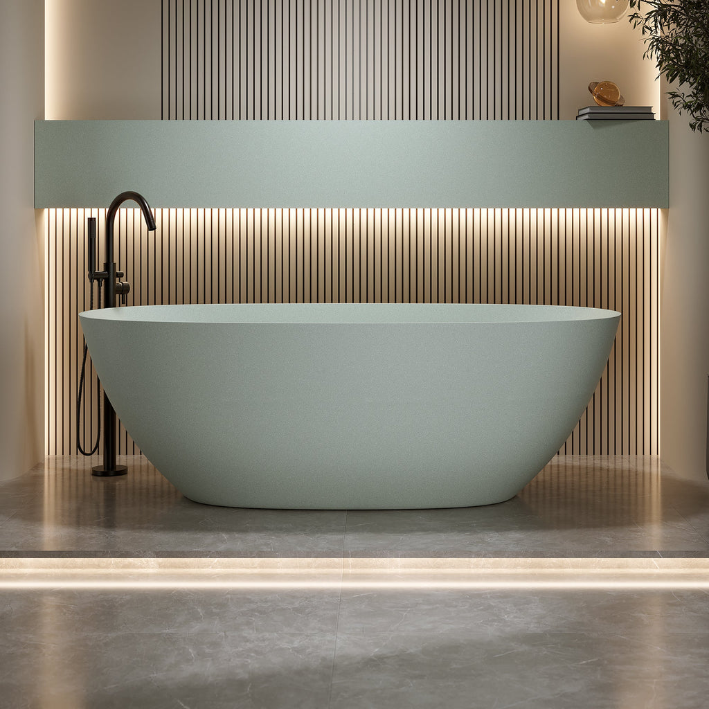 65'' Freestanding Bathtub Resin Stone Soaking Bathtub