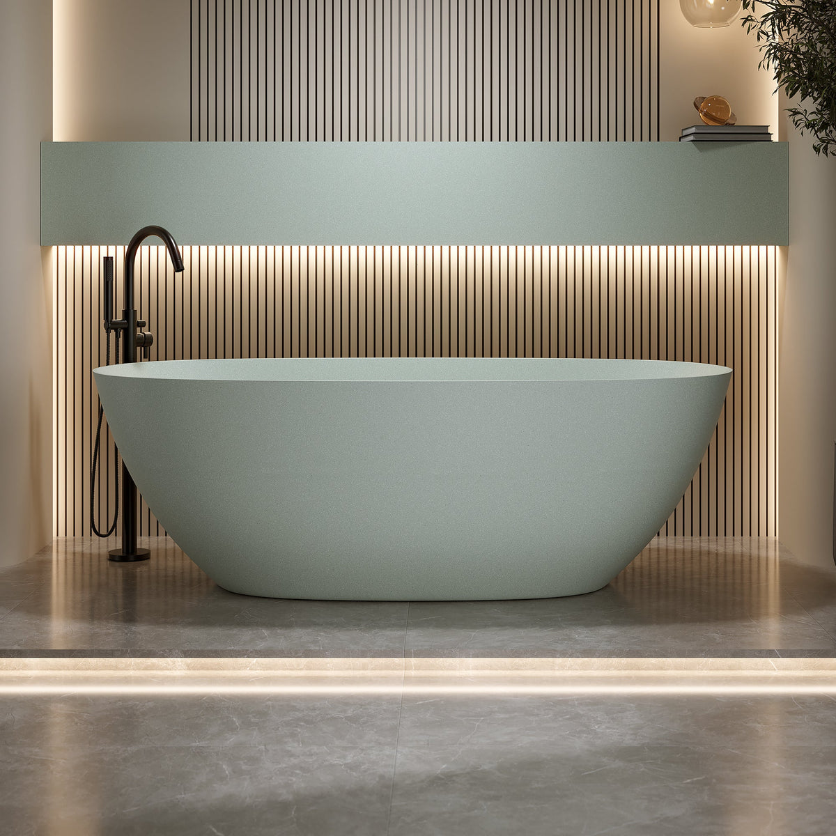 65'' Freestanding Bathtub Resin Stone Soaking Bathtub