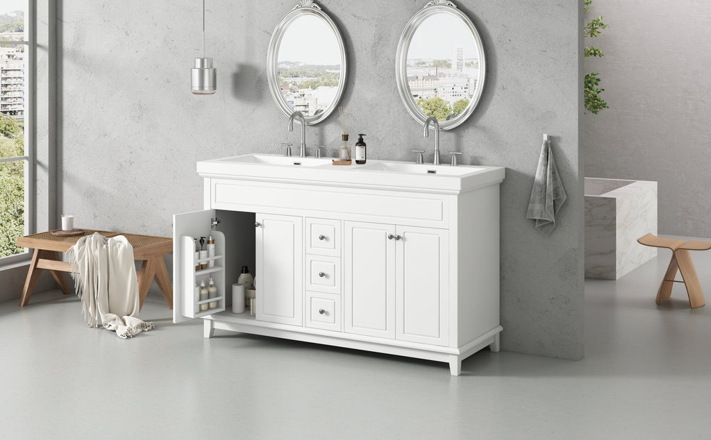 60" Bathroom Vanity with Resin Double Sinks