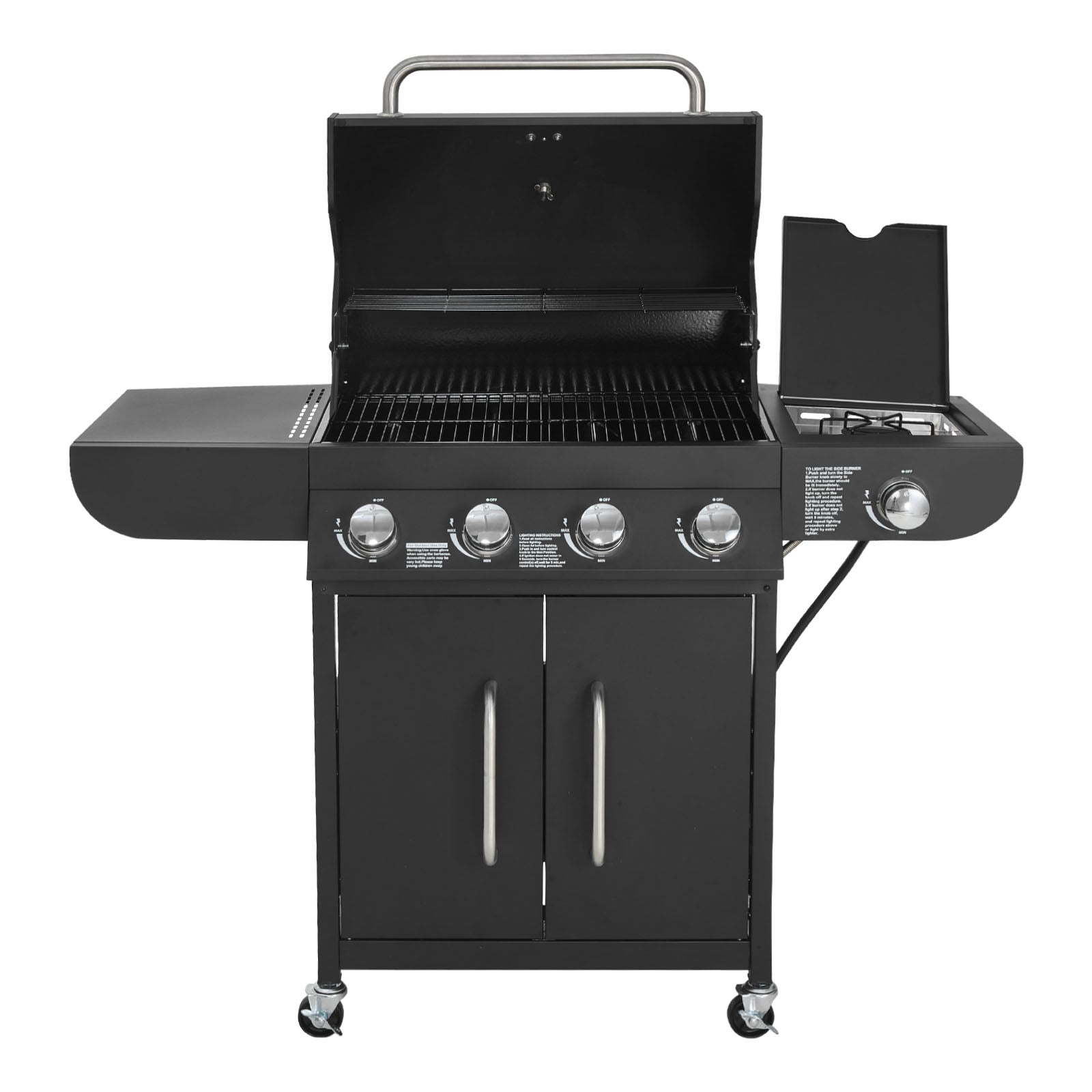 4 Burner Propane Gas Grill with Side Burner
