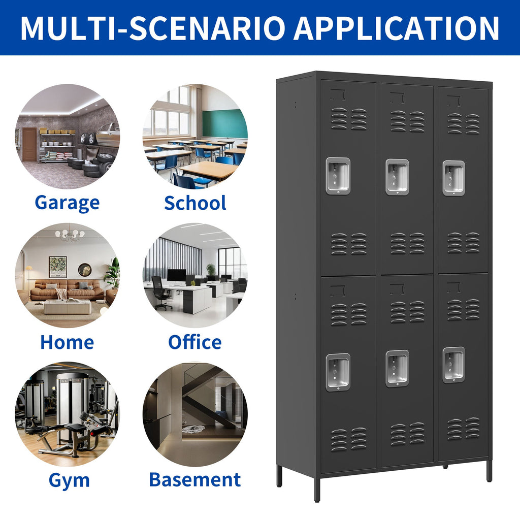 6 Door 72"H Metal Lockers With Lock for Employees