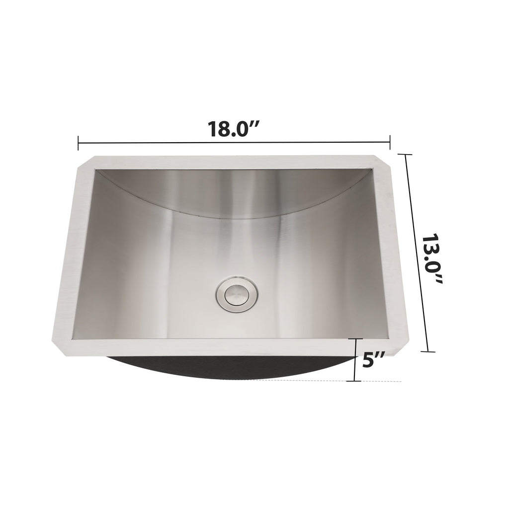 18"x13" Brushed Nickel Stainless Steel Undermount Bathroom Sink