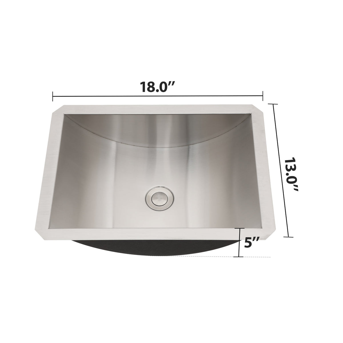 18"x13" Brushed Nickel Stainless Steel Undermount Bathroom Sink