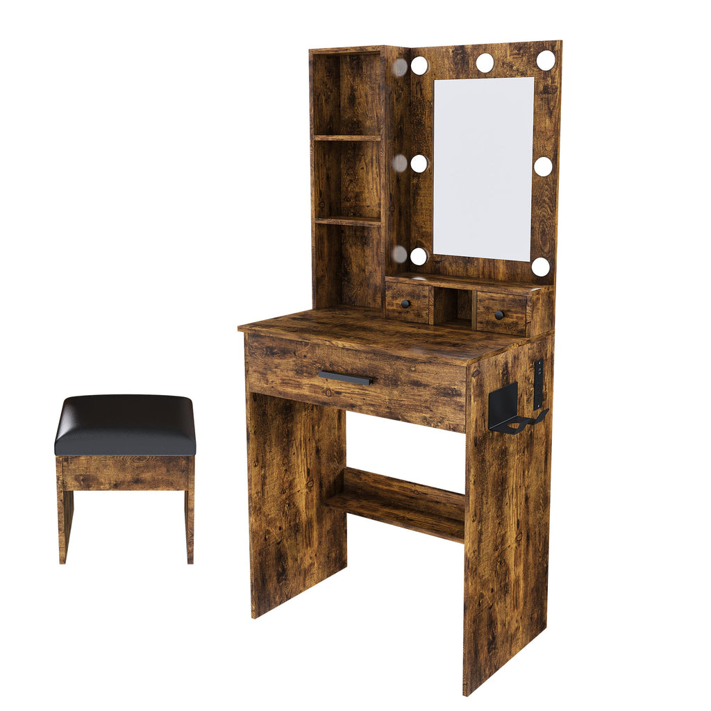 Vanity Table with Mirror & Adjustable LED Lights