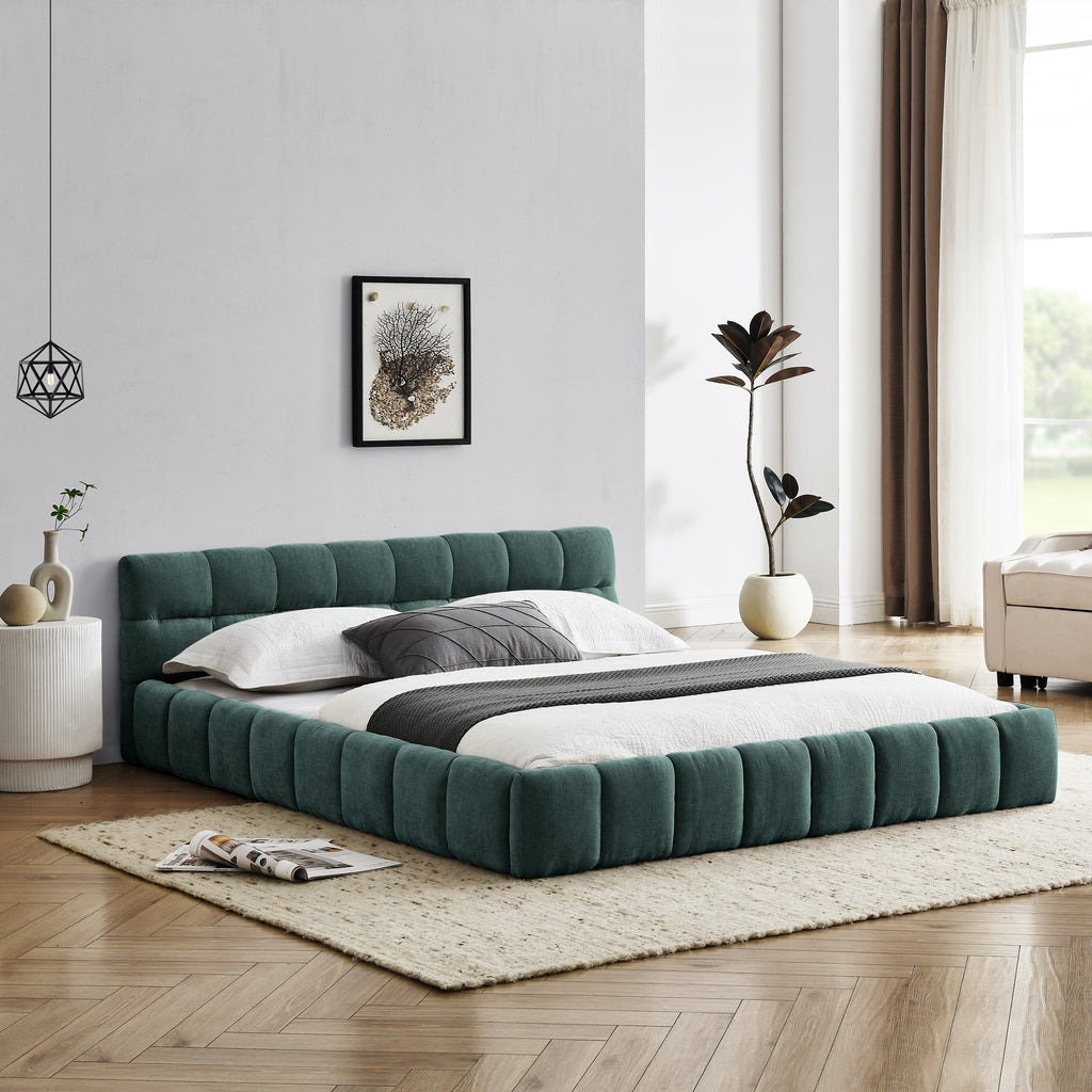 Queen Size Upholstered Bed Frame with Thick Fabric