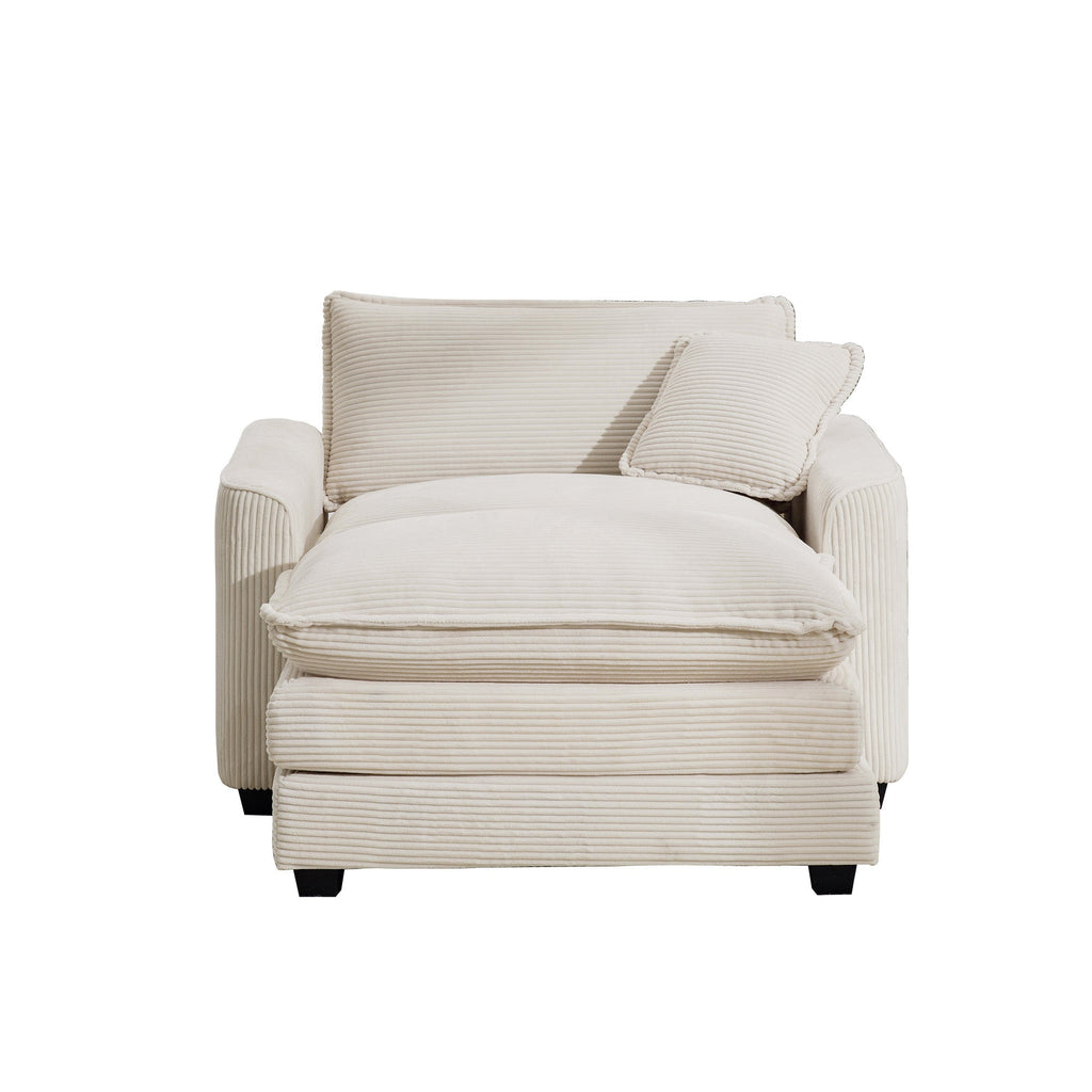 Comfortable Single Chair Deep Seat Sofa With Footstool