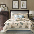 7 Piece Printed Cotton Twill Comforter Set - Khaki King